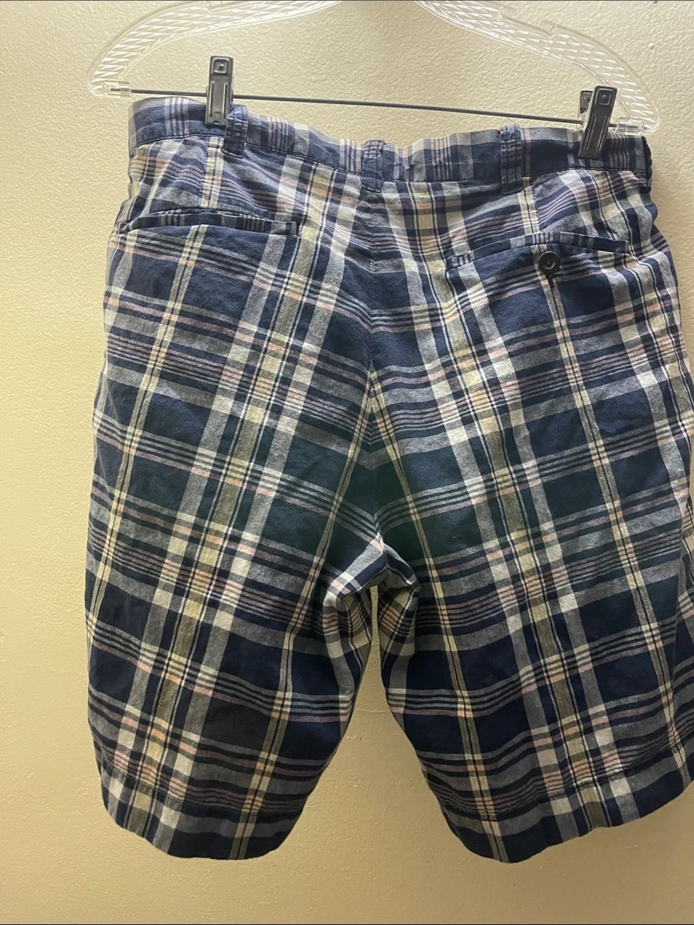 J. CREW Size 32X9” Madras Blue Plaid Chino Shorts